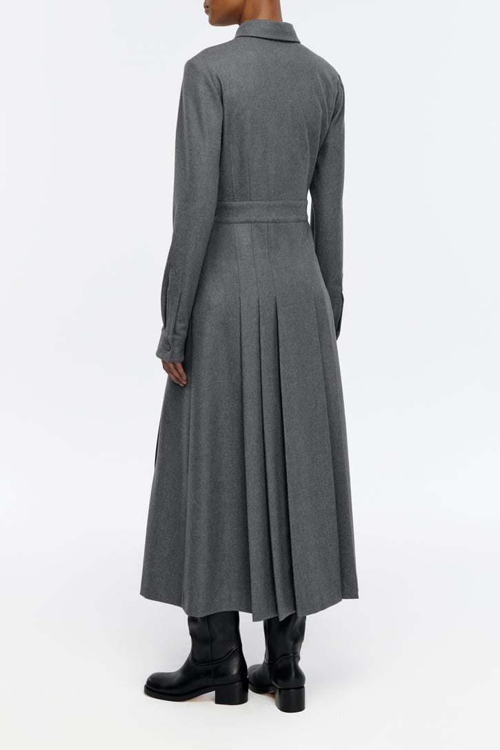 Ethel Shirtdress in Smoke Wool Cashmere Flannel