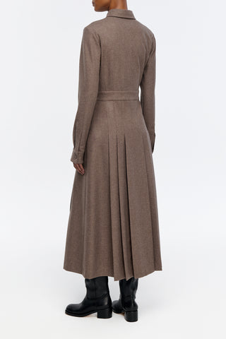 Ethel Shirtdress in Walnut Wool Cashmere Flannel
