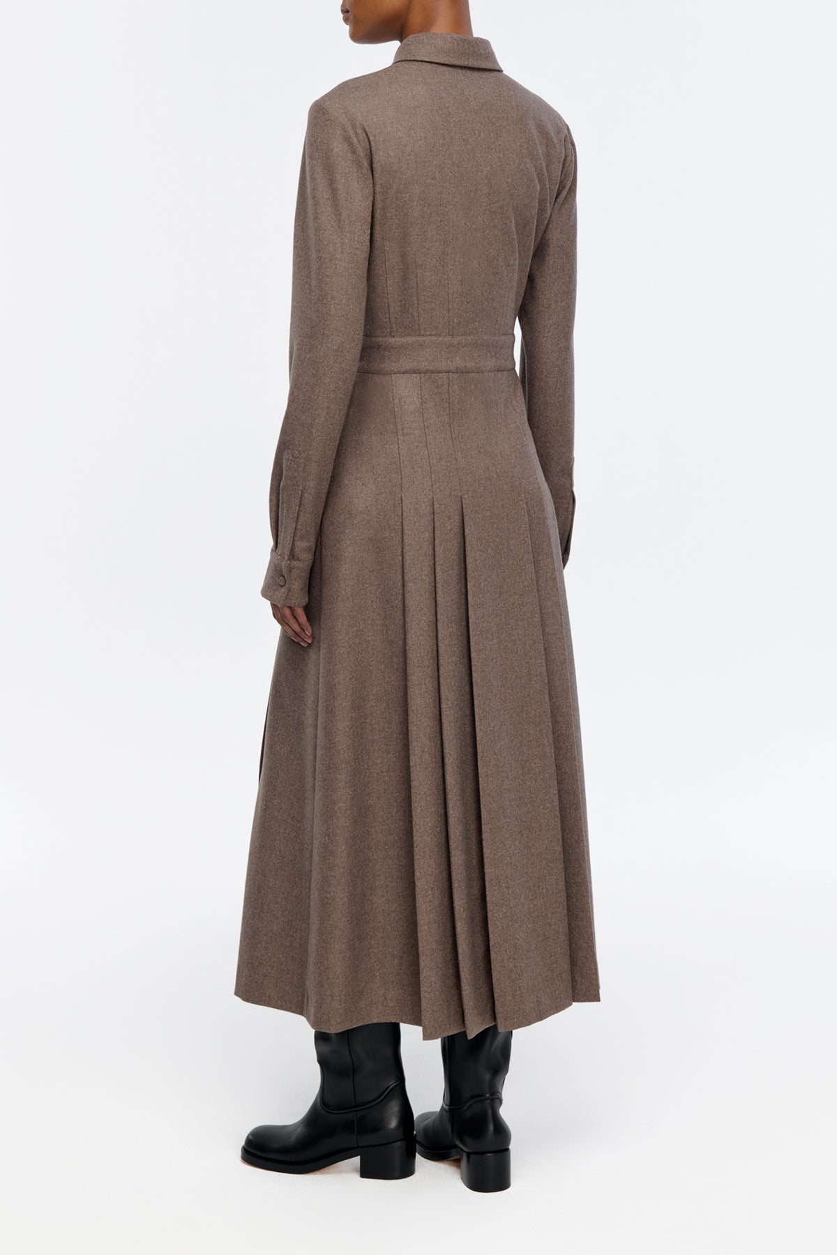 Ethel Shirtdress in Walnut Wool Cashmere Flannel