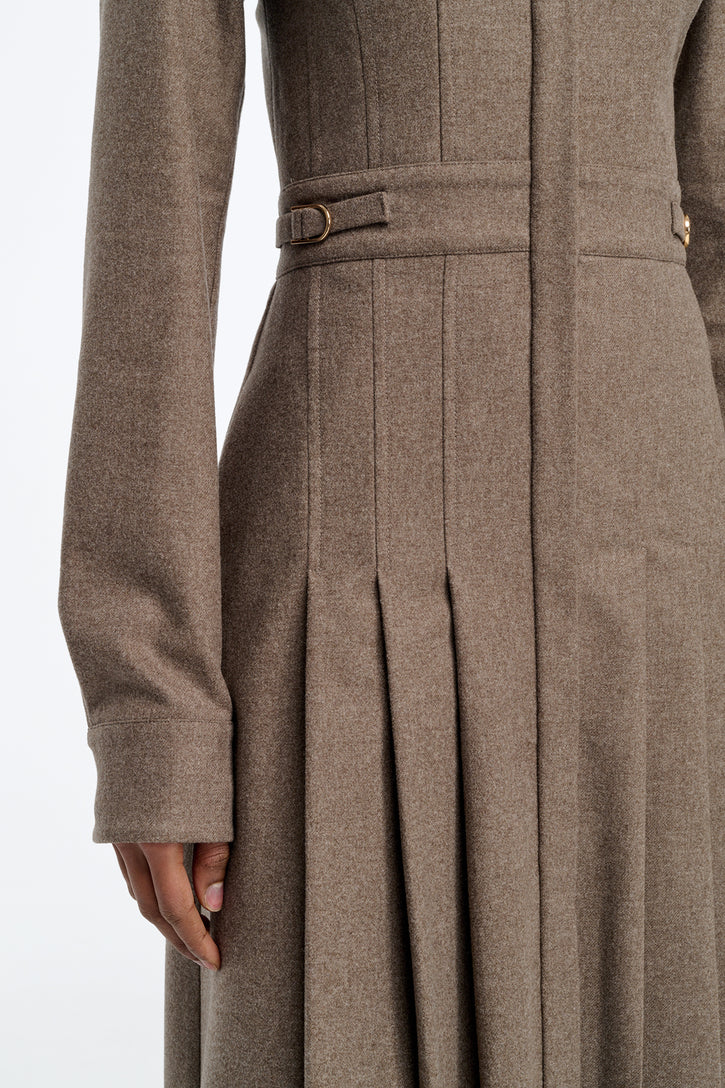 Ethel Shirtdress in Walnut Wool Cashmere Flannel