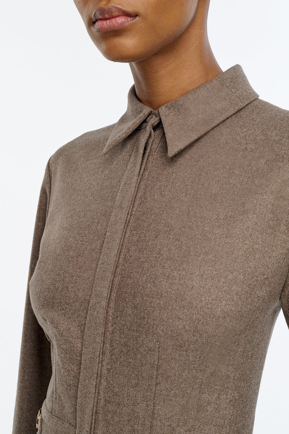 Ethel Shirtdress in Walnut Wool Cashmere Flannel