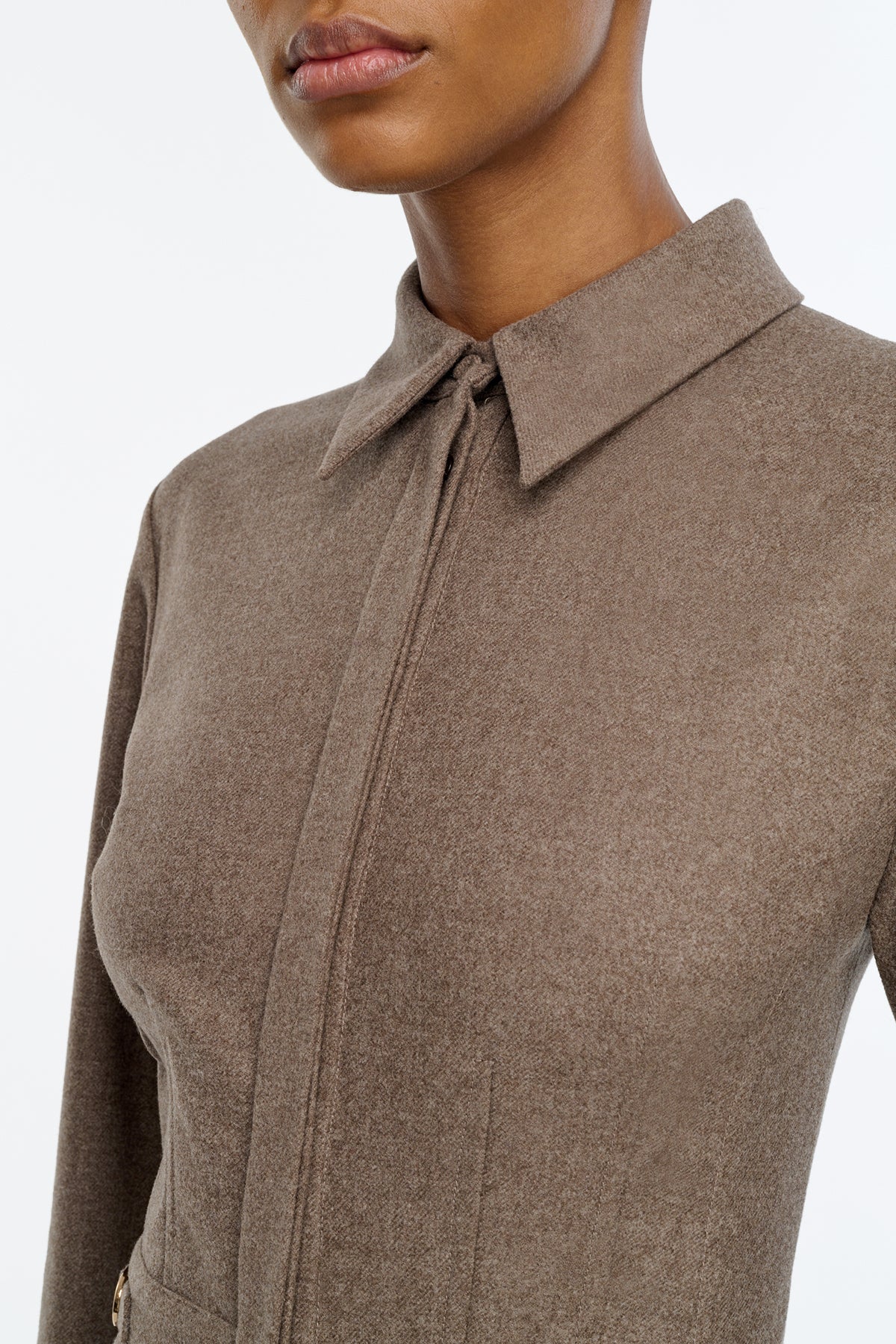 Ethel Shirtdress in Walnut Wool Cashmere Flannel