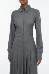 Ethel Shirtdress in Smoke Wool Cashmere Flannel