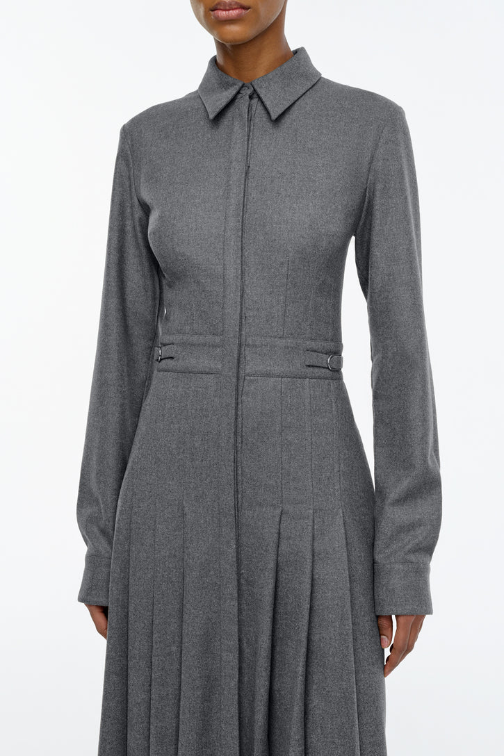 Ethel Shirtdress in Smoke Wool Cashmere Flannel