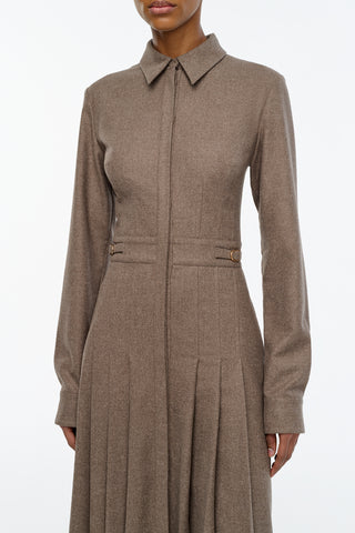 Ethel Shirtdress in Walnut Wool Cashmere Flannel