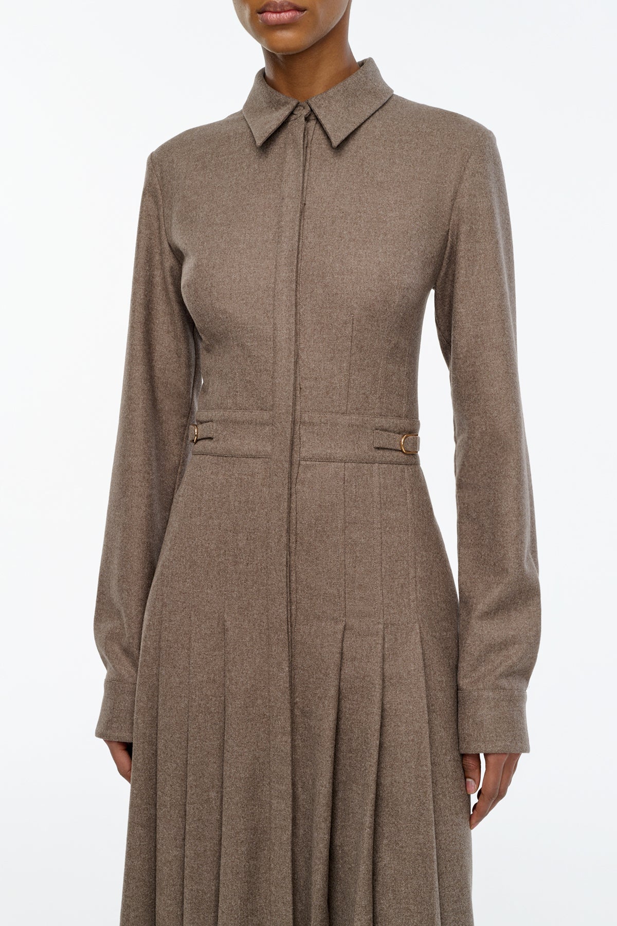 Ethel Shirtdress in Walnut Wool Cashmere Flannel