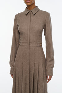 Ethel Shirtdress in Walnut Wool Cashmere Flannel