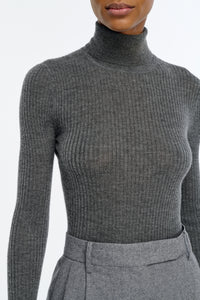 Peppe Knit Turtleneck in Smoke Cashmere Silk