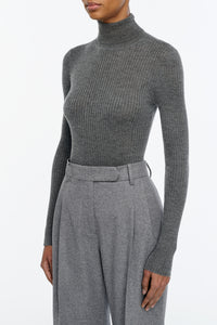 Peppe Knit Turtleneck Sweater in Smoke Cashmere