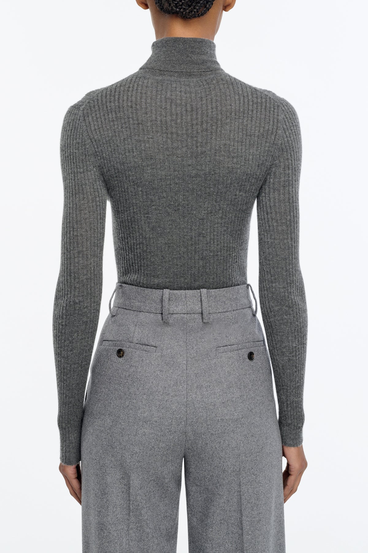 Peppe Knit Turtleneck Sweater in Smoke Cashmere