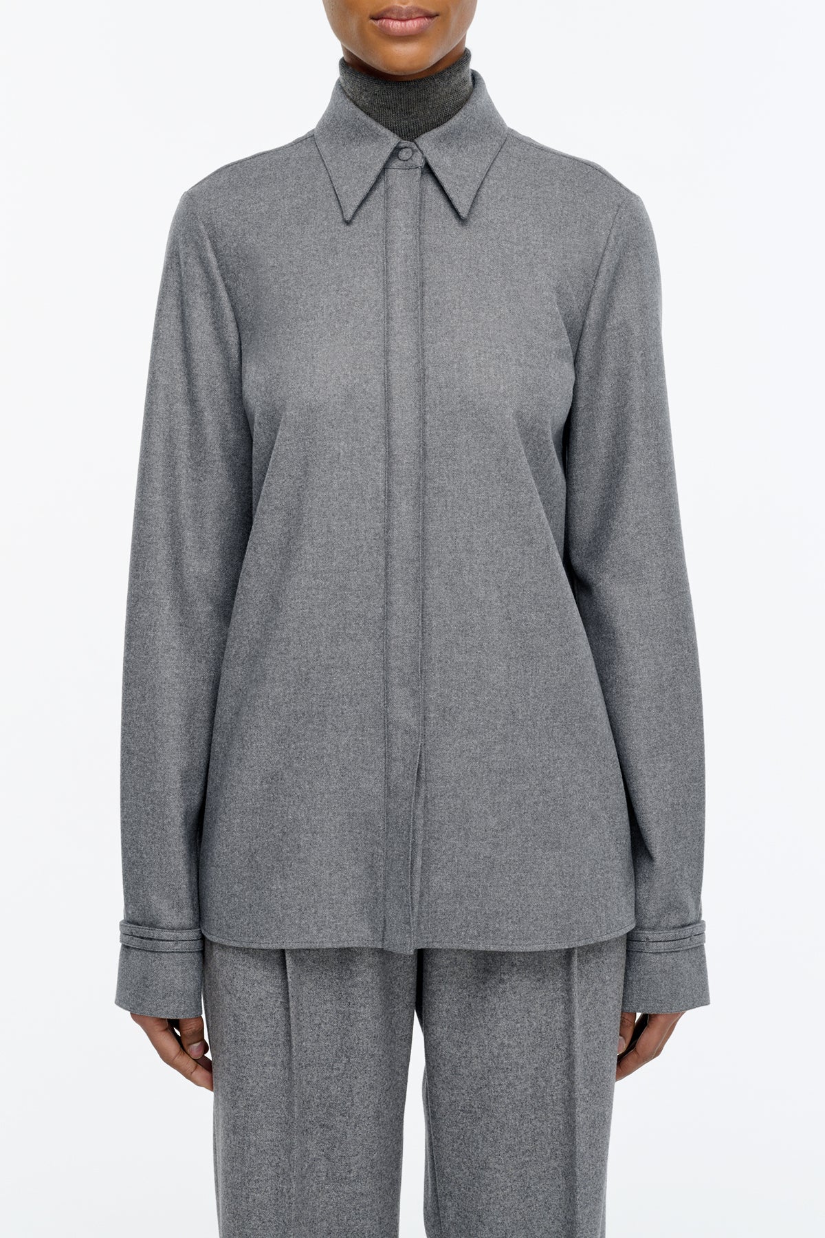 Cruz Shirt in Smoke Cashmere Wool Flannel