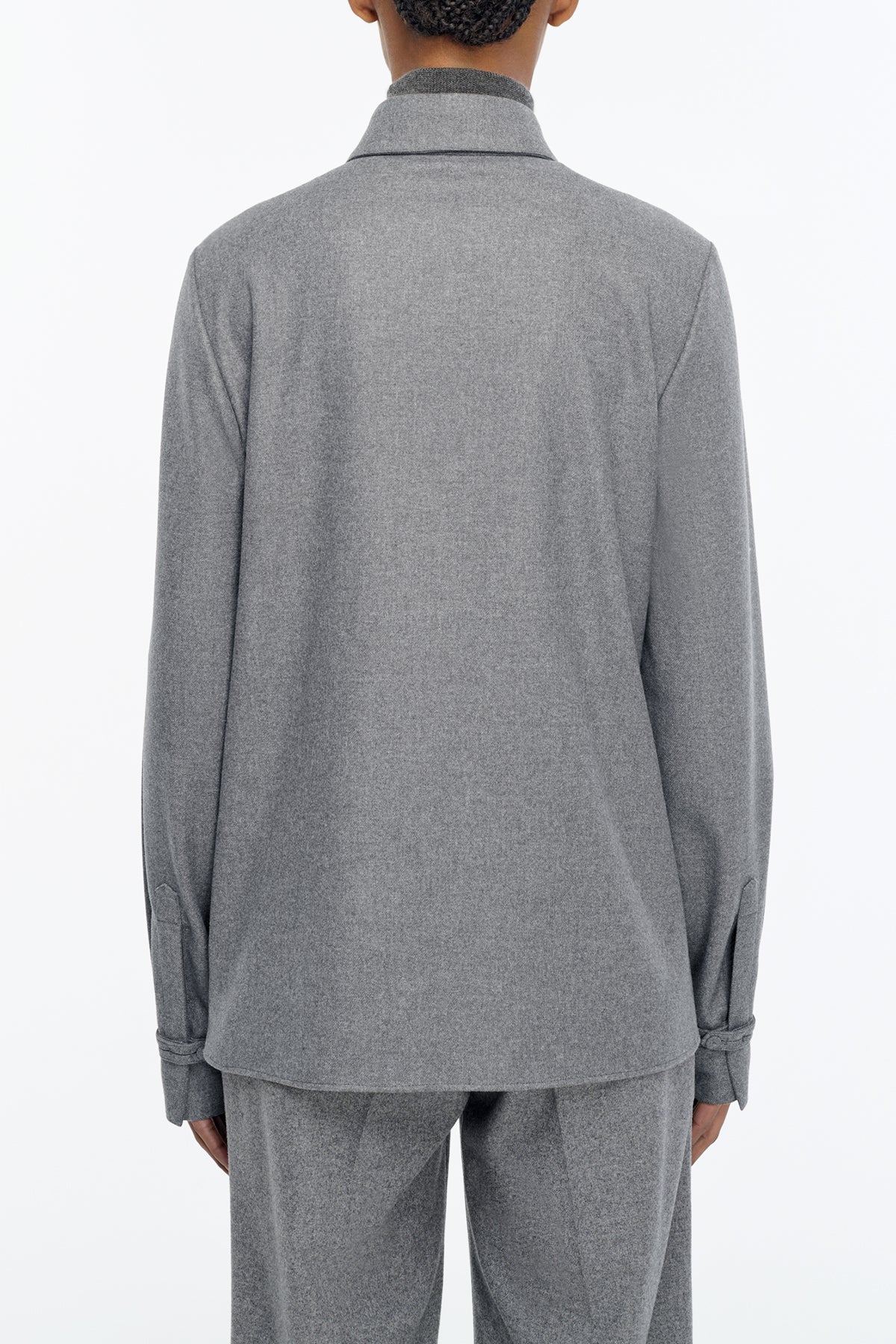 Cruz Shirt in Smoke Cashmere Wool Flannel