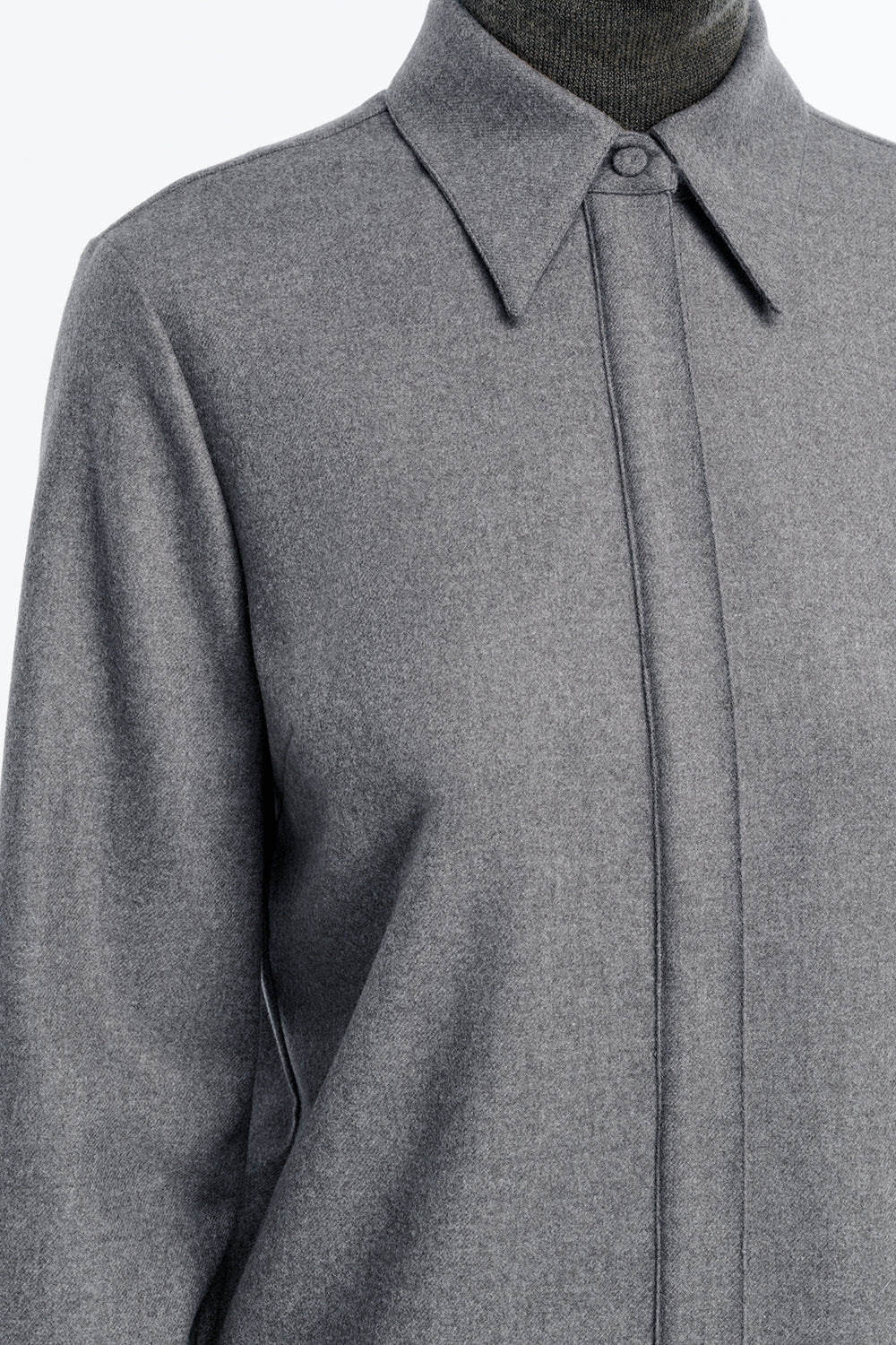 Cruz Shirt in Smoke Cashmere Wool Flannel