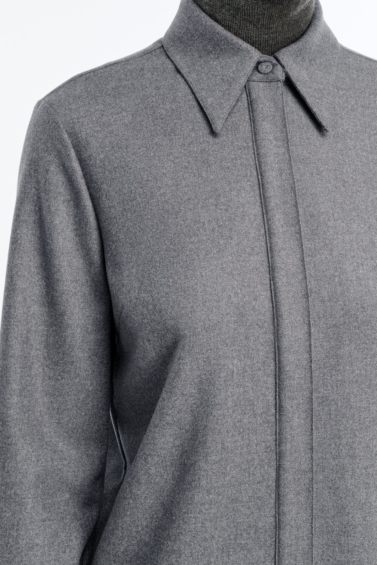 Cruz Shirt in Smoke Cashmere Wool Flannel