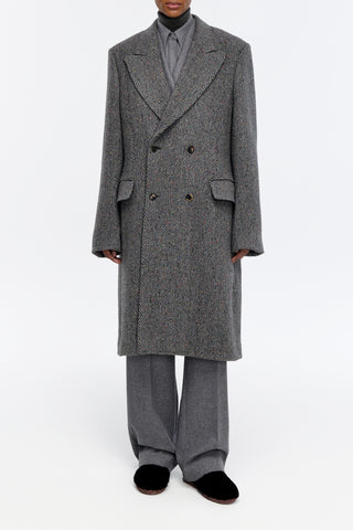 Mcaffrey Coat in Charcoal Multi Cashmere Wool Herringbone