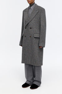 Mcaffrey Coat in Charcoal Multi Cashmere Wool Herringbone