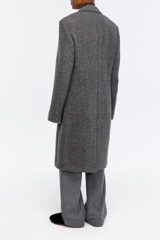 Mcaffrey Coat in Charcoal Multi Cashmere Wool Herringbone