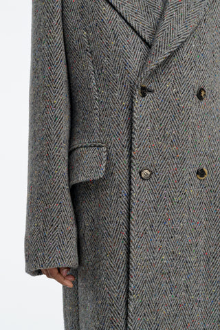 Mcaffrey Coat in Charcoal Multi Cashmere Wool Herringbone