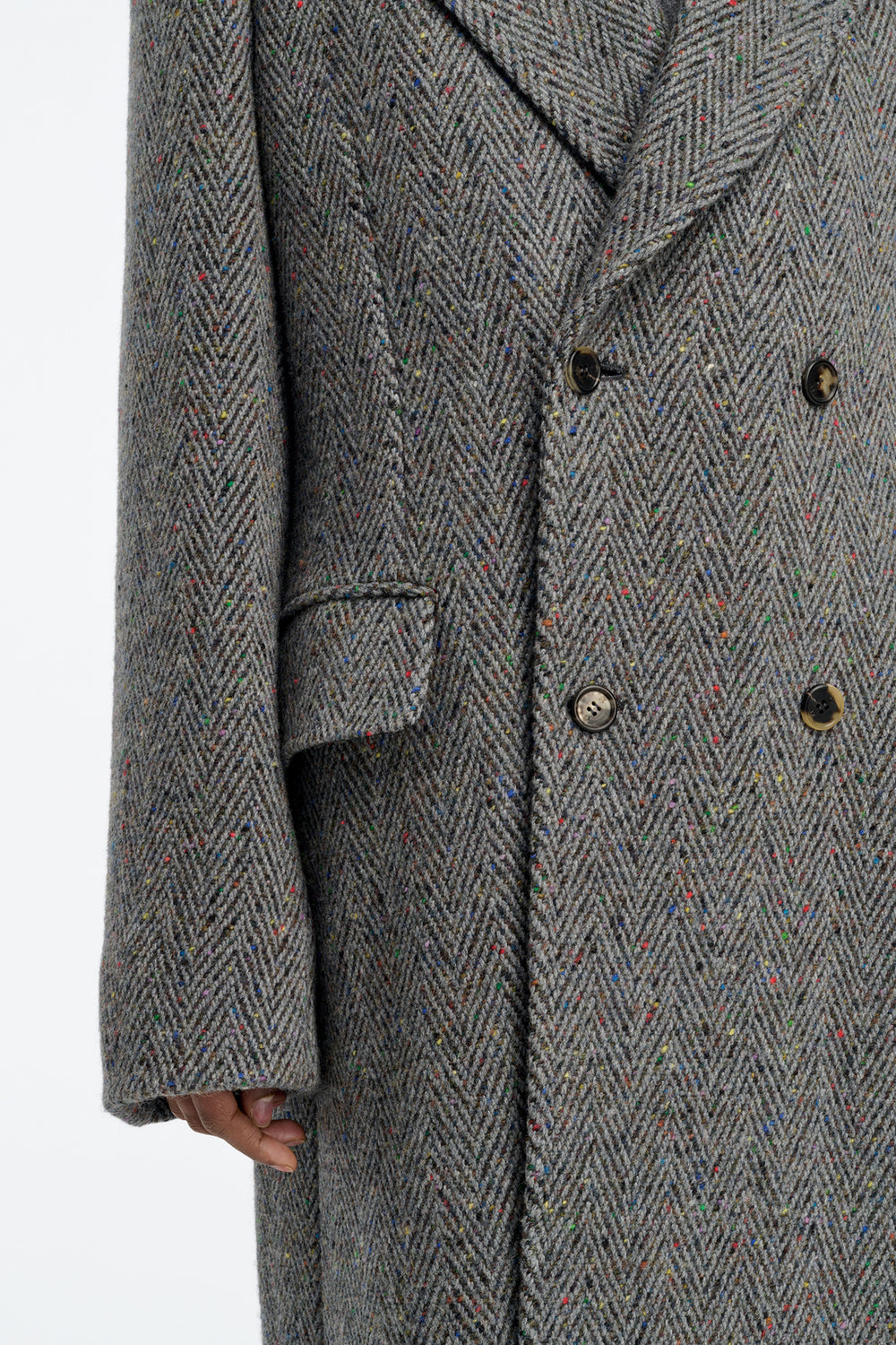 Mcaffrey Coat in Charcoal Multi Cashmere Wool Herringbone