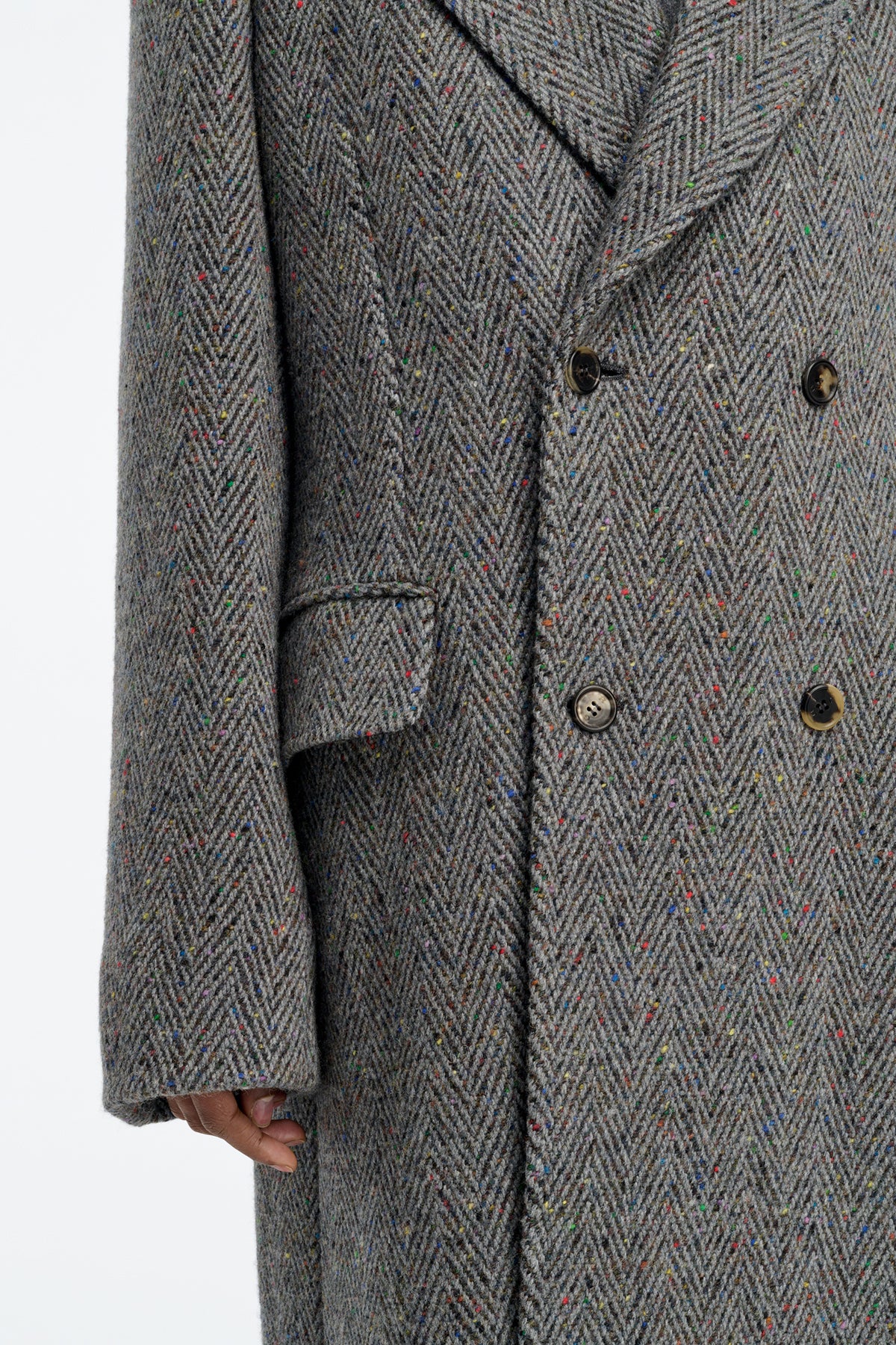 Mcaffrey Coat in Charcoal Multi Cashmere Wool Herringbone