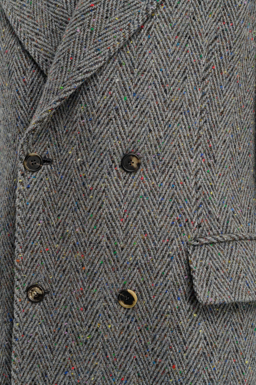 Mcaffrey Coat in Charcoal Multi Cashmere Wool Herringbone