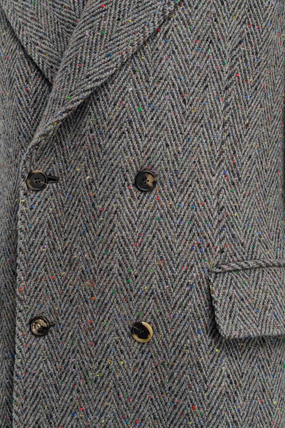 Mcaffrey Coat in Charcoal Multi Cashmere Wool Herringbone