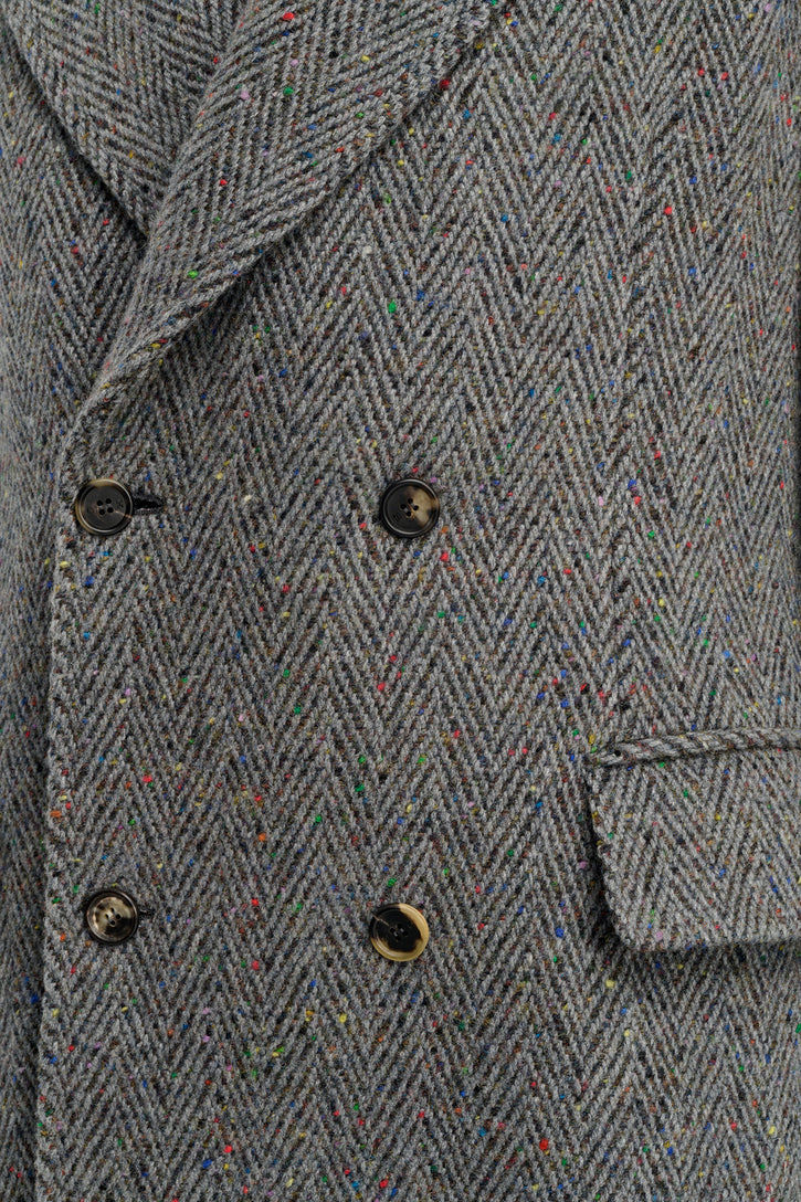 Mcaffrey Coat in Charcoal Multi Cashmere Wool Herringbone