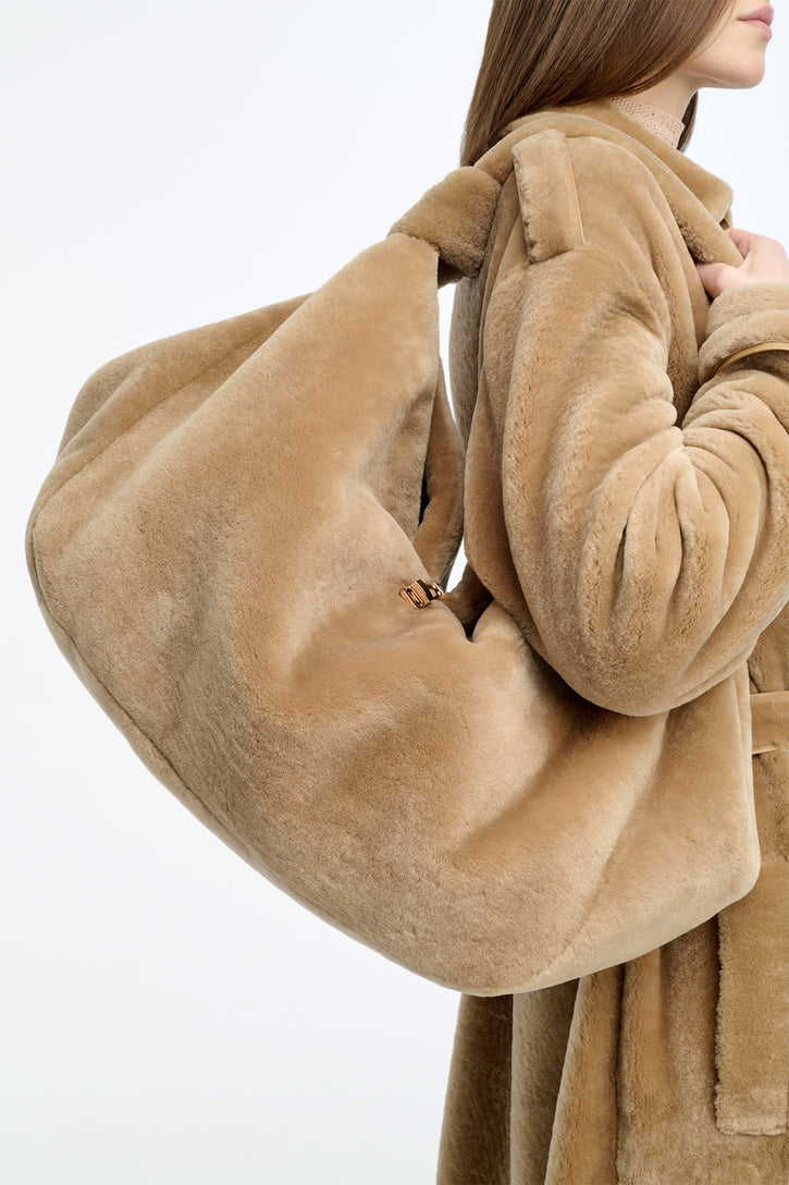 Small Antonia Bag in Champagne Shearling