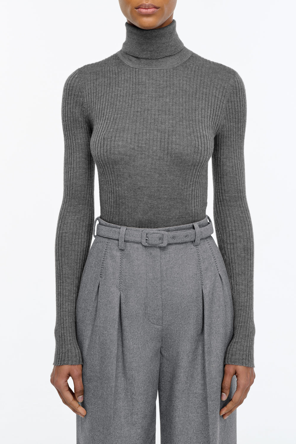 Peppe Knit Turtleneck in Smoke Cashmere Silk