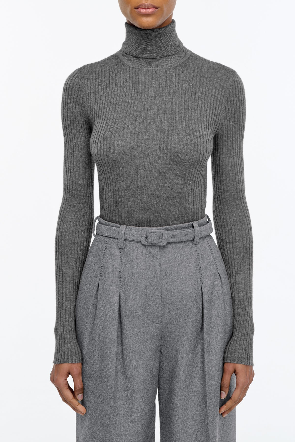 Peppe Knit Turtleneck in Smoke Cashmere Silk