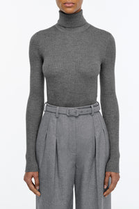 Peppe Knit Turtleneck in Smoke Cashmere Silk