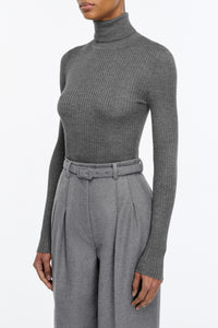 Peppe Knit Turtleneck in Smoke Cashmere Silk