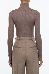 Peppe Knit Turtleneck Sweater in Walnut Cashmere