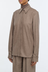 Cruz Shirt in Walnut Cashmere Wool Flannel