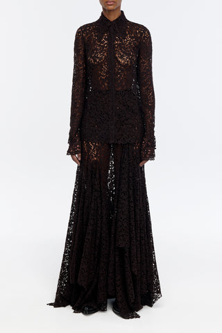 Vera Shirt in Chocolate Floral Cashmere Lace