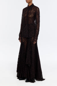 Patterson Skirt in Chocolate Floral Cashmere Lace