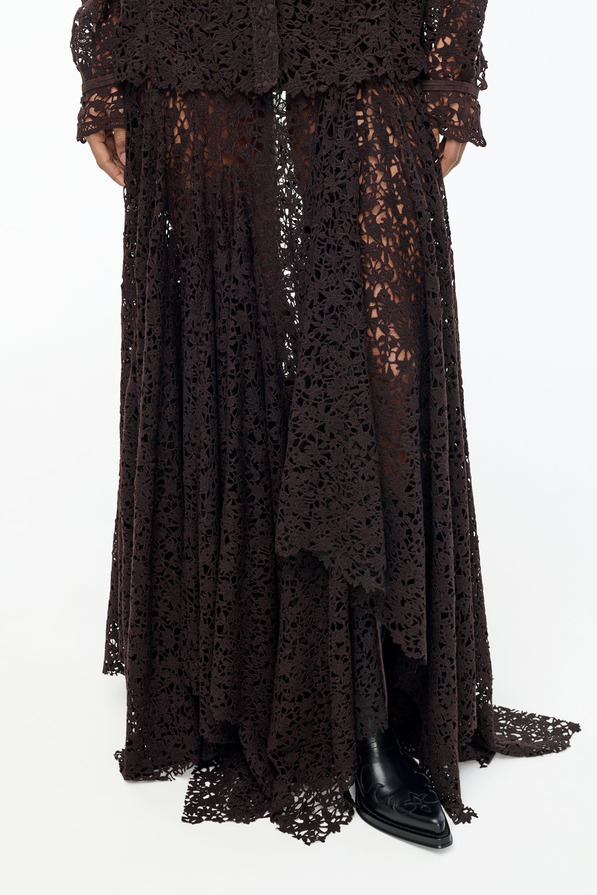 Patterson Skirt in Chocolate Floral Cashmere Lace