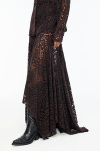 Patterson Skirt in Chocolate Floral Cashmere Lace
