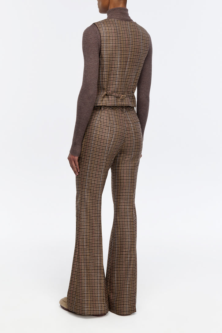 Coleridge Vest in Camel Multi Wool Silk Houndstooth