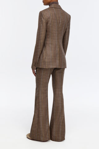 Leiva Blazer in Camel Multi Wool Silk Houndstooth