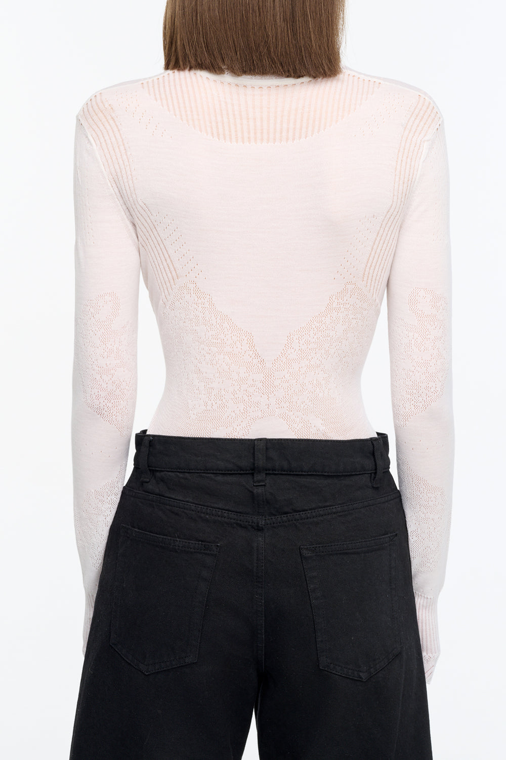 Severn Knit Henley in White Merino Wool Lace