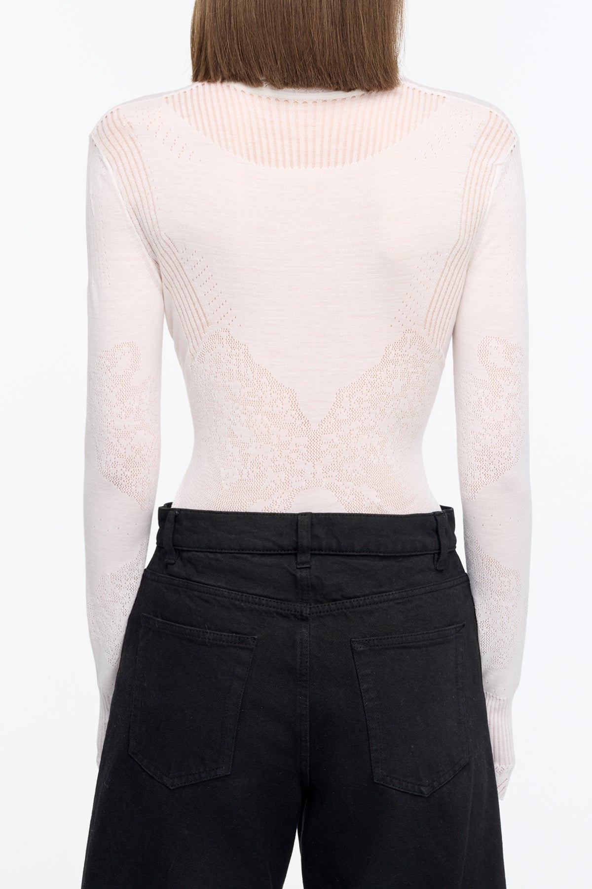 Severn Knit Henley in White Merino Wool Lace
