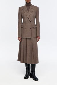 Wesley Skirt in Walnut Cashmere Wool Flannel