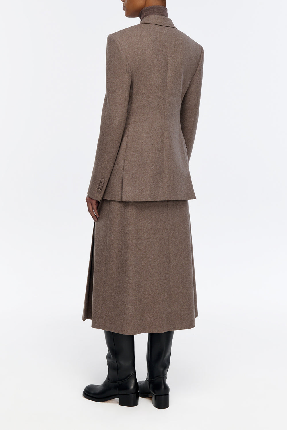 Wesley Skirt in Walnut Cashmere Wool Flannel