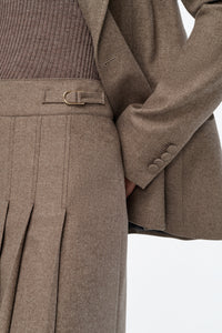 Wesley Skirt in Walnut Cashmere Wool Flannel