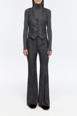 Coleridge Vest in Charcoal Multi Wool Silk Houndstooth