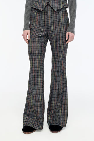 Rhein Pant in Charcoal Multi Wool Silk Houndstooth