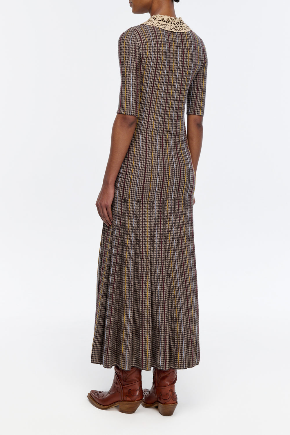 Shropshire Knit Dress in Camel Cashmere Silk with Collar