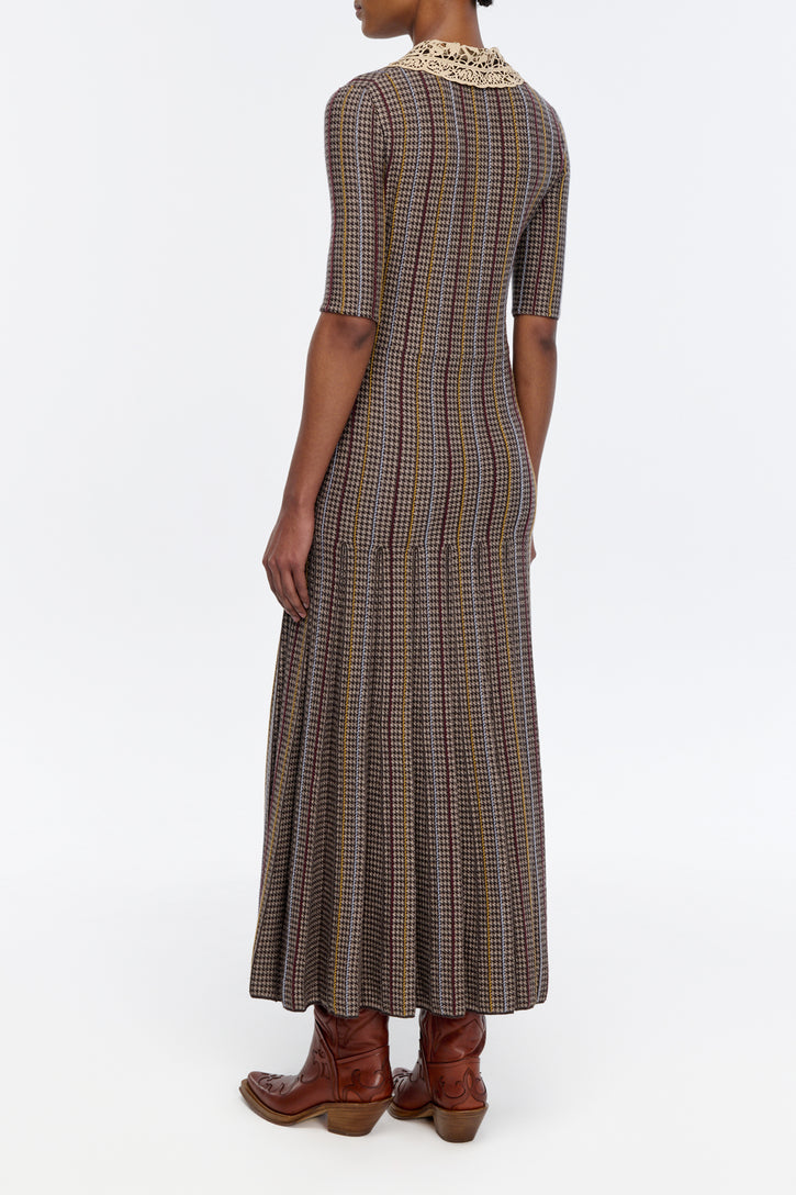 Shropshire Knit Dress in Camel Cashmere Silk with Collar