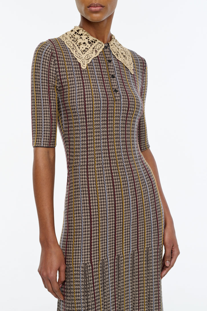 Shropshire Knit Dress in Camel Cashmere Silk with Collar